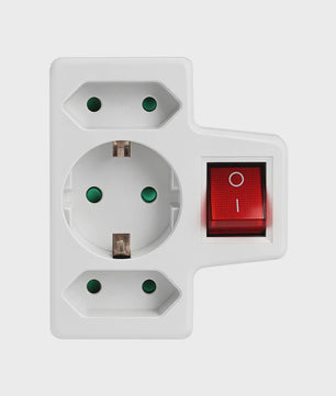 Universele Wandcontactdoos Adapter met Schakelaar, 2x USB-A, 1x USB-C & 3x Schuko Stopcontact