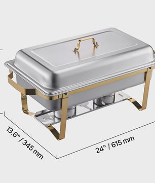 4-delige RVS Chafing Dish Set - 8 Qt Buffet Warmhoudbakken voor Catering & Feesten