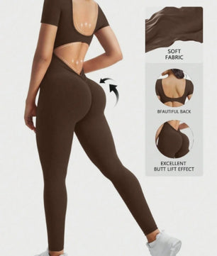 Naadloze Body met U-hals en Korte Mouwen - Optimaal voor Fitness & Gym
