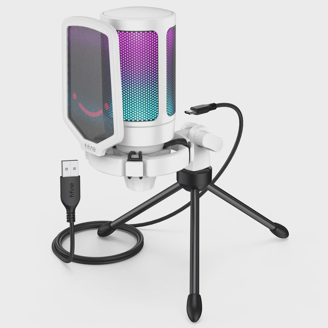 FIFINE A6V USB Microfoon voor Gaming & Streaming met RGB, Popfilter en Shock Mount