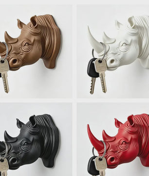 Creatieve Neushoornkop Wandhaak: Stijlvolle Sleutelhanger & Decoratieve Organizer