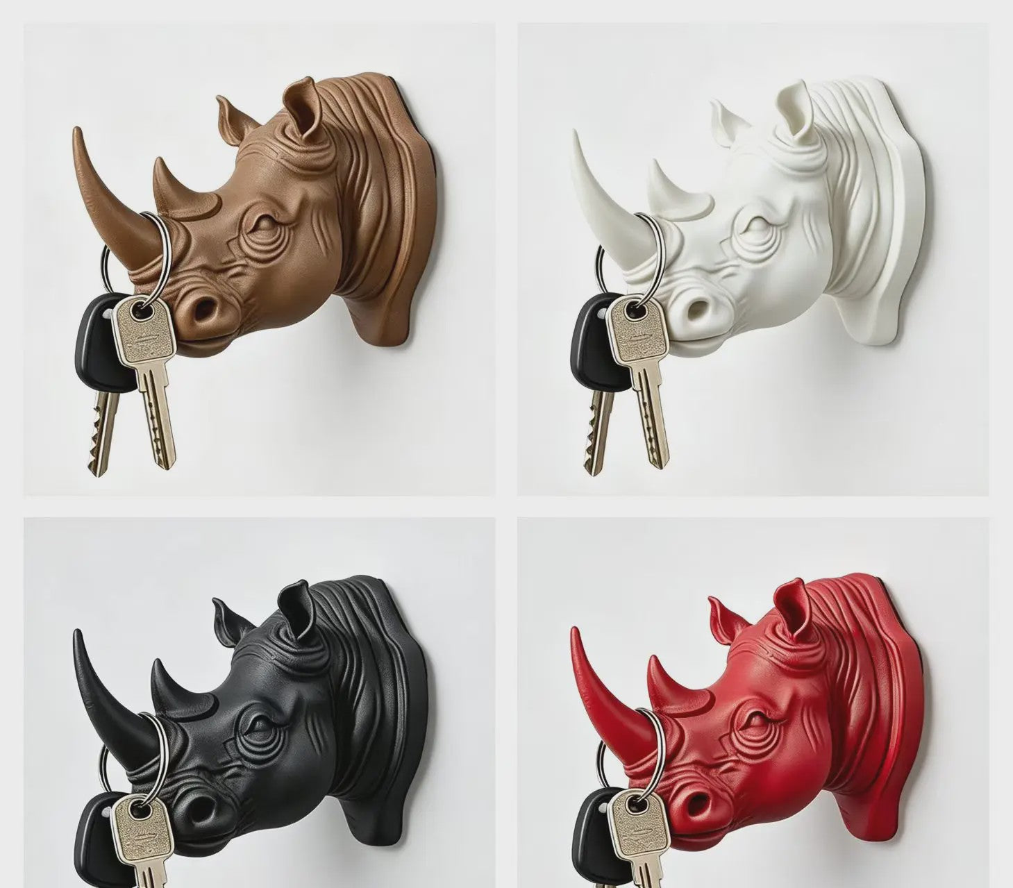 Creatieve Neushoornkop Wandhaak: Stijlvolle Sleutelhanger & Decoratieve Organizer