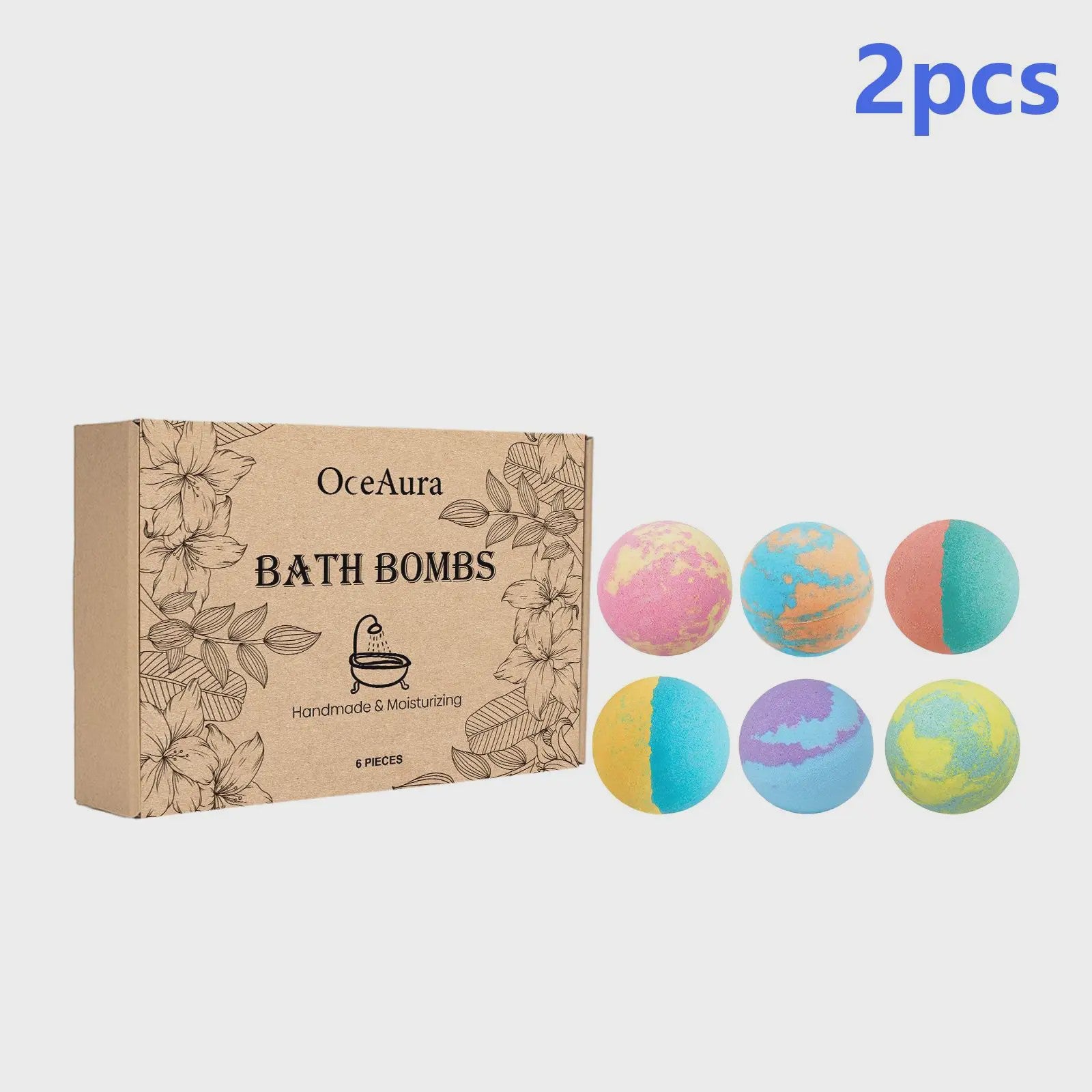 OceAura Luxe Badzout Set - 6x Ontspannende Bath Bombs met Lily, Rose & Rosemary - Huidverbeterend & Hydraterend