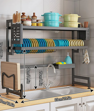 2-Laags Afdruiprek Boven Spoelbak - Multifunctionele Keuken Organizer