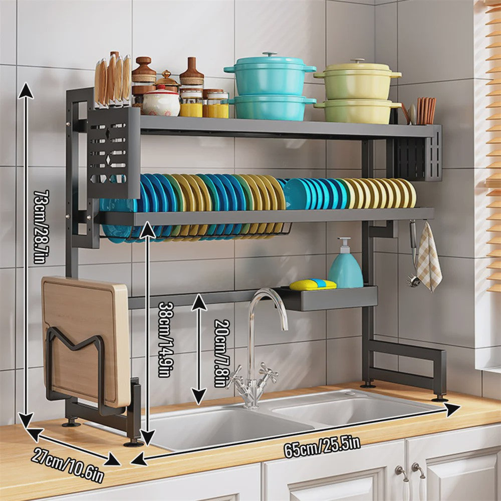2-Laags Afdruiprek Boven Spoelbak - Multifunctionele Keuken Organizer