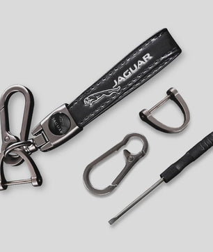 Luxe Lederen Autosleutel Hanger met Jaguar Logo - Decoratief & Duurzaam