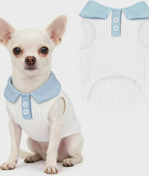 Ademend Hondenshirt met Bordeaux Kraag - Comfortabele Stretch Tanktop voor Kleine Honden