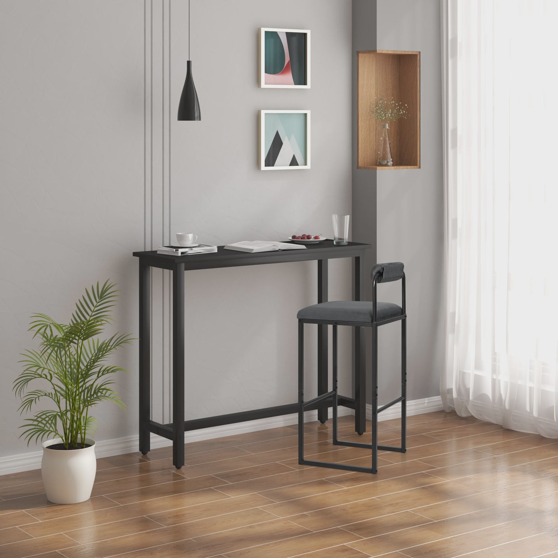Set van 2 Moderne Keuken Barkrukken met Rugleuning en Voetensteun - Ergonomisch Design