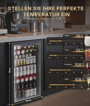 89L Drankenkoelkast met No Frost, Dubbel Glas & Omkeerde Deur - Energieklasse B