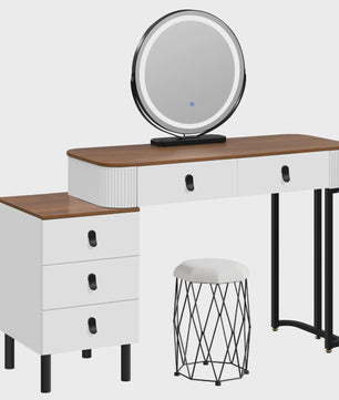 Moderne Kaptafel met LED Spiegel en Opbergkast - SediaXL