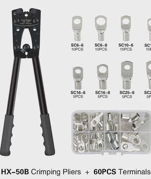 Professionele Krimptang HX-50B voor Kabelogen | 6-50mm² | AWG 10-0