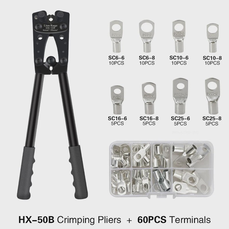 Professionele Krimptang HX-50B voor Kabelogen | 6-50mm² | AWG 10-0