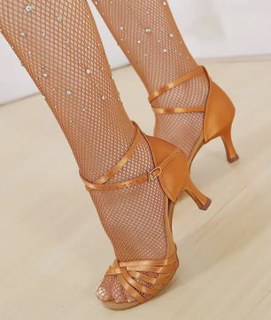 Dames Strass Visnet Panty voor Ballroom & Latin Dans - Glanzend en Elastisch