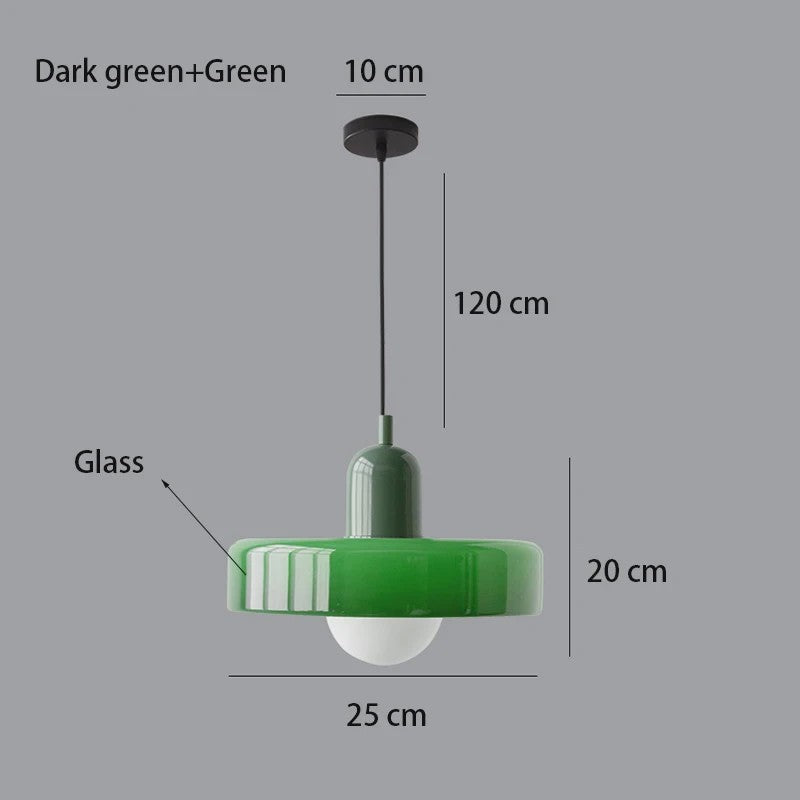 Nordic Bauhaus Hanglamp - Retro Glas & Kleurrijke Kap voor Woonkamer, Eetkamer, Bar