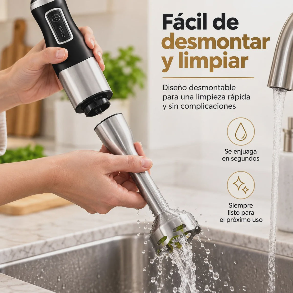 Krachtige 1500W Staafmixer met Turbo, RVS Bladen & Afneembare Arm - Ideaal voor Smoothies, Soepen en Sauzen