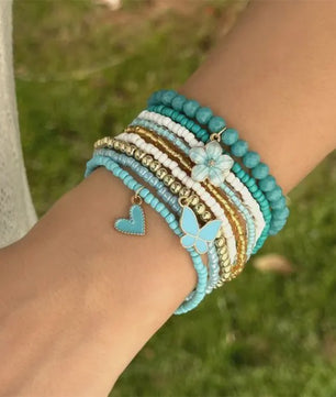 Set van 4 Bohemia Stijl Armbanden met Schelp & Zirkonia - Zomerse Beach Vibes