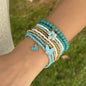Set van 4 Bohemia Stijl Armbanden met Schelp & Zirkonia - Zomerse Beach Vibes