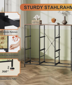 Retro Ladekast met 9 Stoffen Lades - 100x30x86.5cm - Houten Bovenblad & Metaal Frame