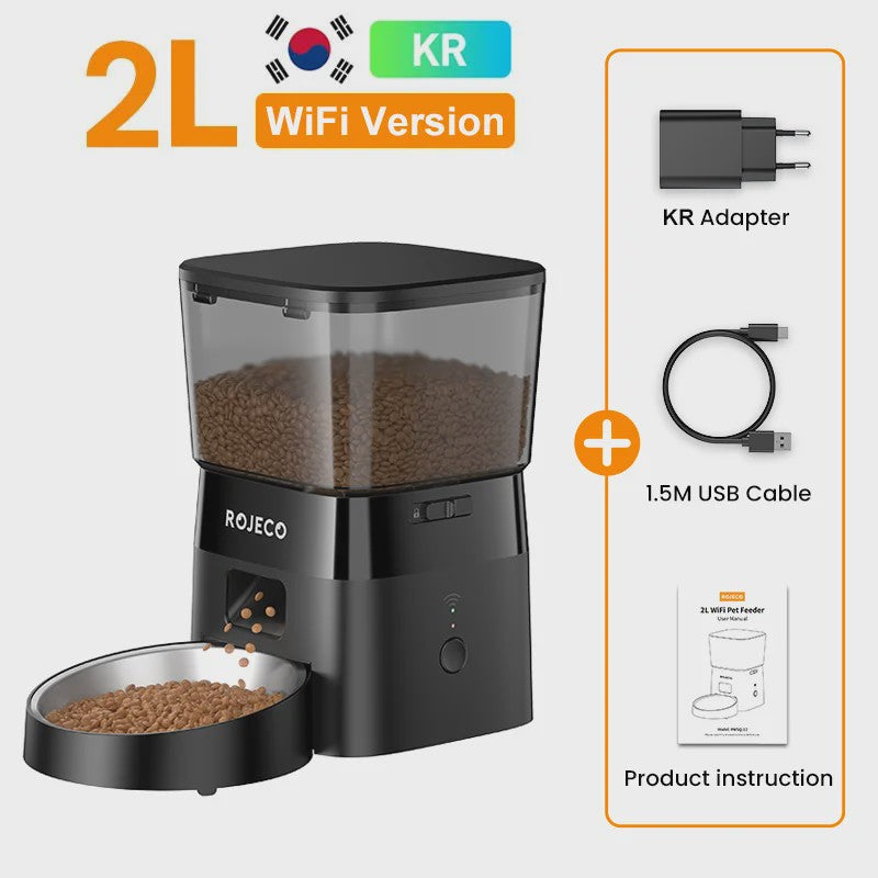ROJECO Automatische Hond & Kat Voerbak met WIFI Bediening - 2L Capaciteit