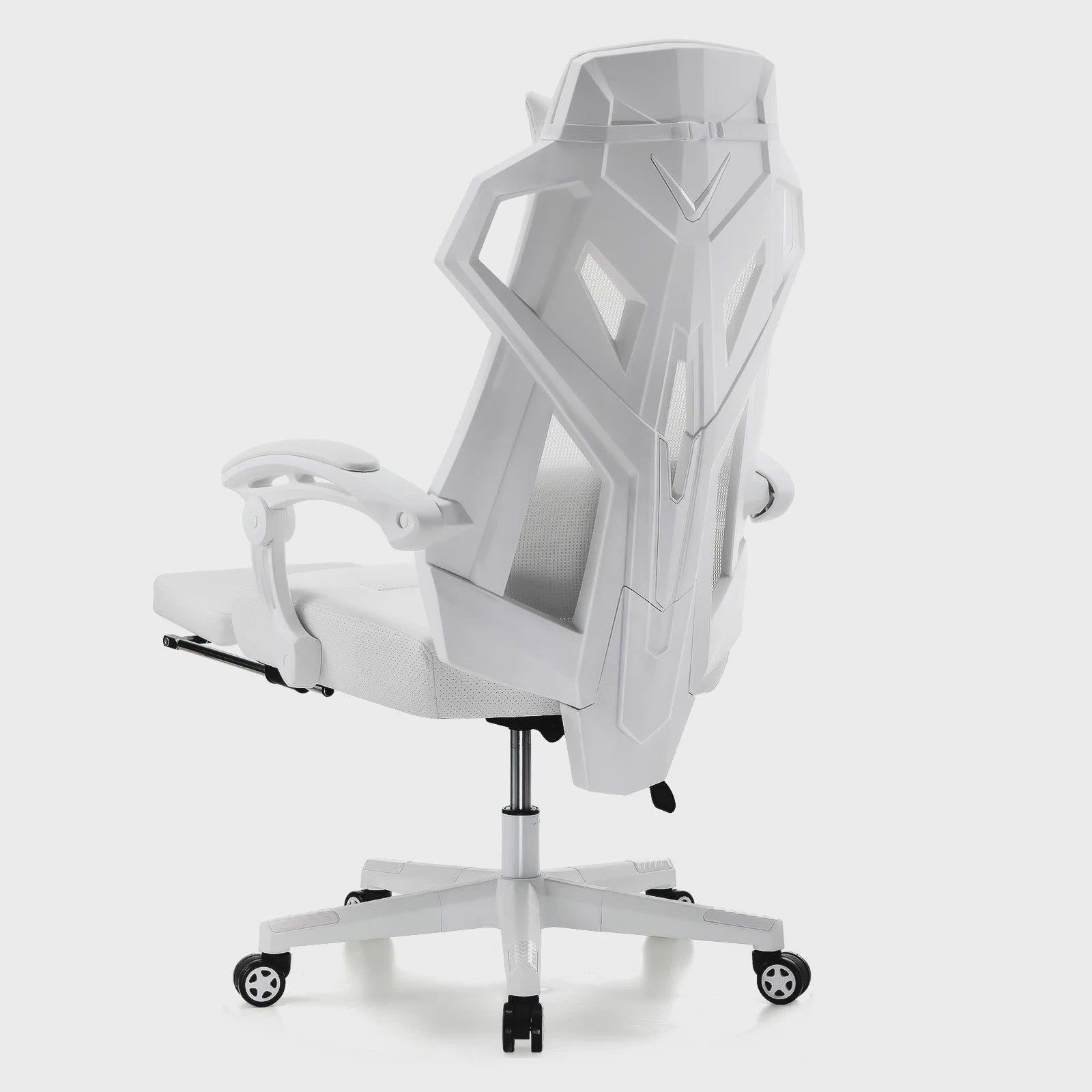 Ergonomische Bureaustoel & Gamestoel met Verstelbare Lendesteun, Hoofdsteun en Intrekbare Voetensteun
