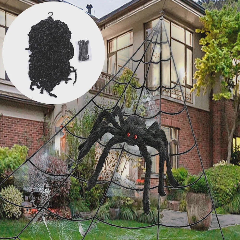 Grote Halloween Spinnenweb Decoratie met Pluche Spin (5m)