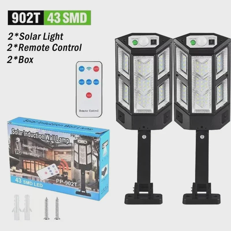 Krachtige LED Solar Buitenlamp met Bewegingssensor - Tuin, Terras, Garage