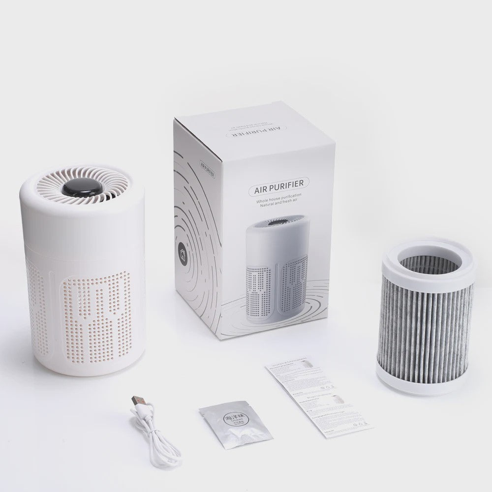 Draagbare Luchtzuiveraar met HEPA Filter, Ionisator & USB - Verwijder Rook, Geurtjes & Allergenen