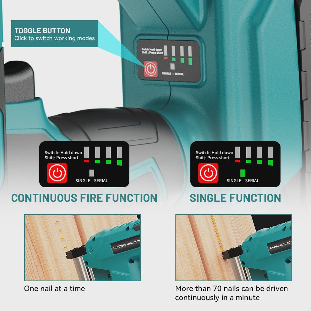 YEARTOP 2-in-1 Accu Tack- en Nagelpistool - Brushless Motor, Krachtig, Makita 18V Compatibel