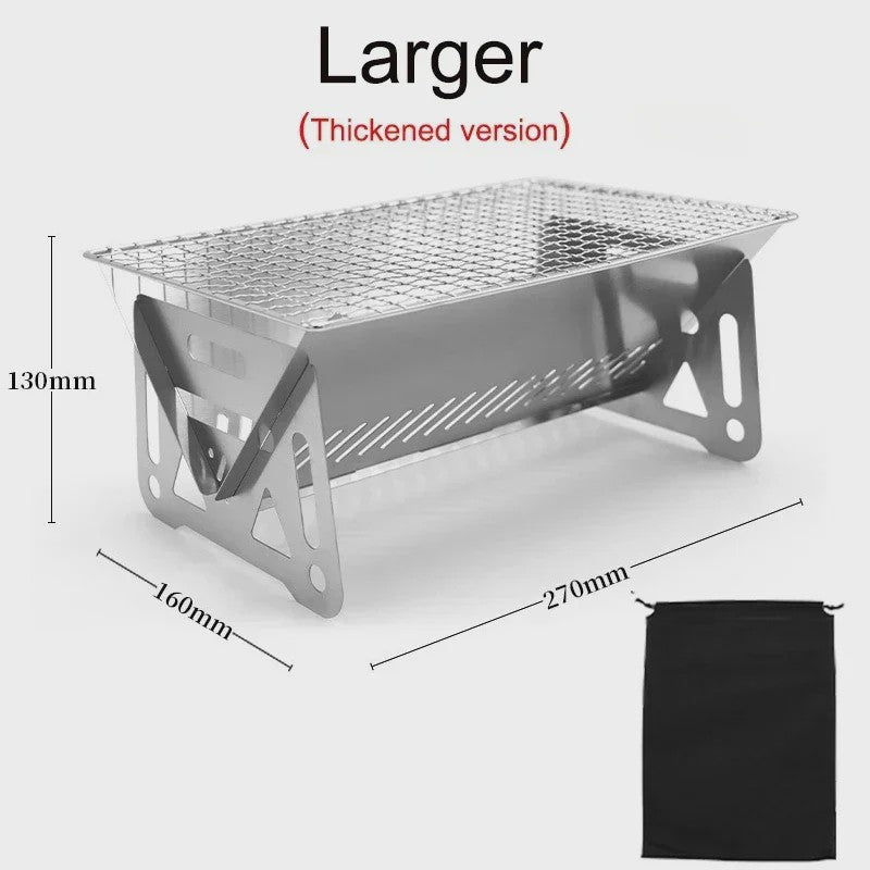 Compacte RVS Vouwbare Barbecue Grill - Draagbaar & Multifunctioneel voor Camping en Buiten