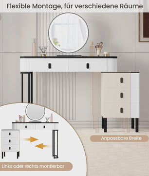 Moderne Kaptafel met LED Verlichting, Verstelbare Spiegel en Ruime Opbergruimte
