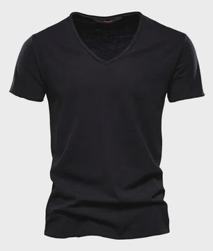 Heren T-shirt van 100% Katoen met V-hals - Dun & Kort Gebreid - Maten S-5XL