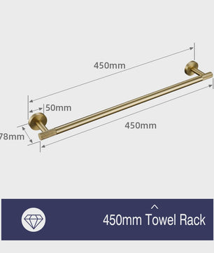 Luxe Geborsteld Gouden Badkamer Accessoires Set: Handdoekrek, Haak, Toiletrolhouder & Borstelhouder