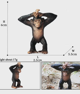 Oenux Wild Animal Speelfiguren: Aap, Chimpansee, Orang-oetan & Gibbon (PVC)