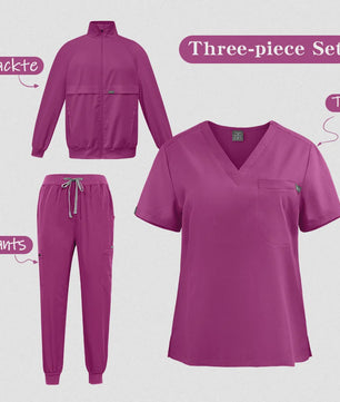 3-delige Unisex Medische Scrub Set: Jas, Top & Broek voor Zorgprofessionals