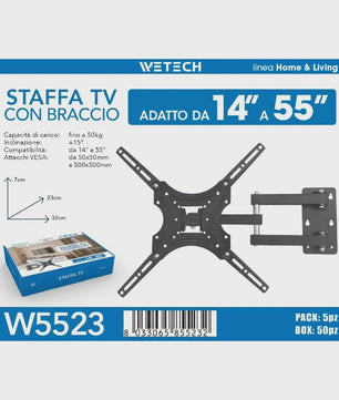 Kantelbare en Draaibare TV Muurbeugel 17-60 inch met Volledige Bewegingsvrijheid