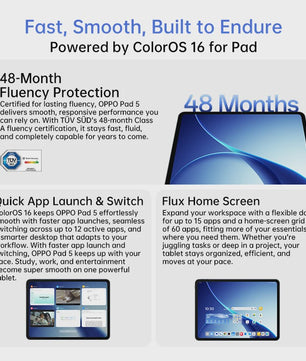 OPPO Pad 5 Zwart 12.1" 2.8K WiFi Tablet - 8GB RAM, 128GB Opslag, 10050mAh Batterij
