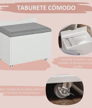 Stijlvolle Make-up Tafel met Inklapbare Spiegel, Kruk en Veel Opbergruimte