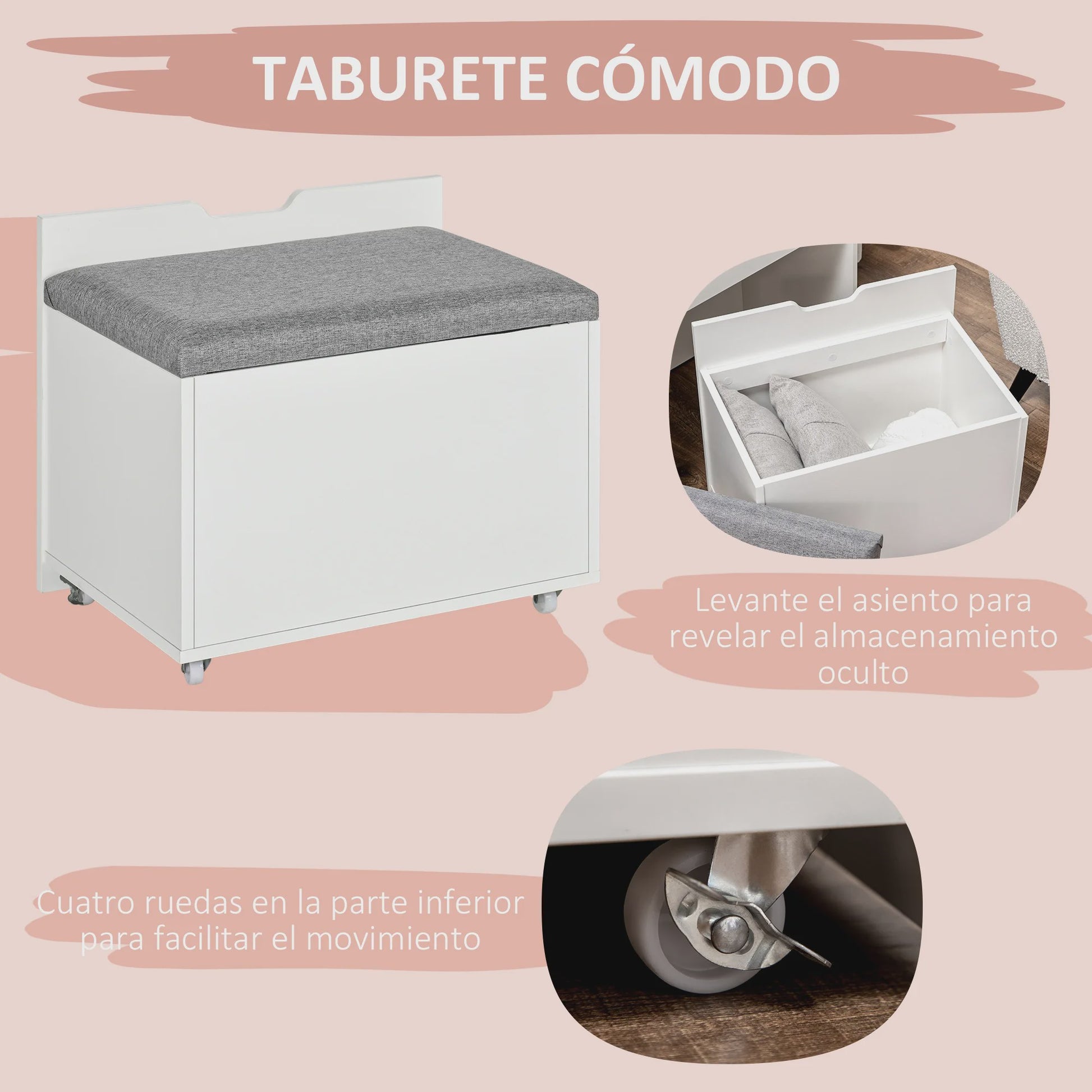 Stijlvolle Make-up Tafel met Inklapbare Spiegel, Kruk en Veel Opbergruimte