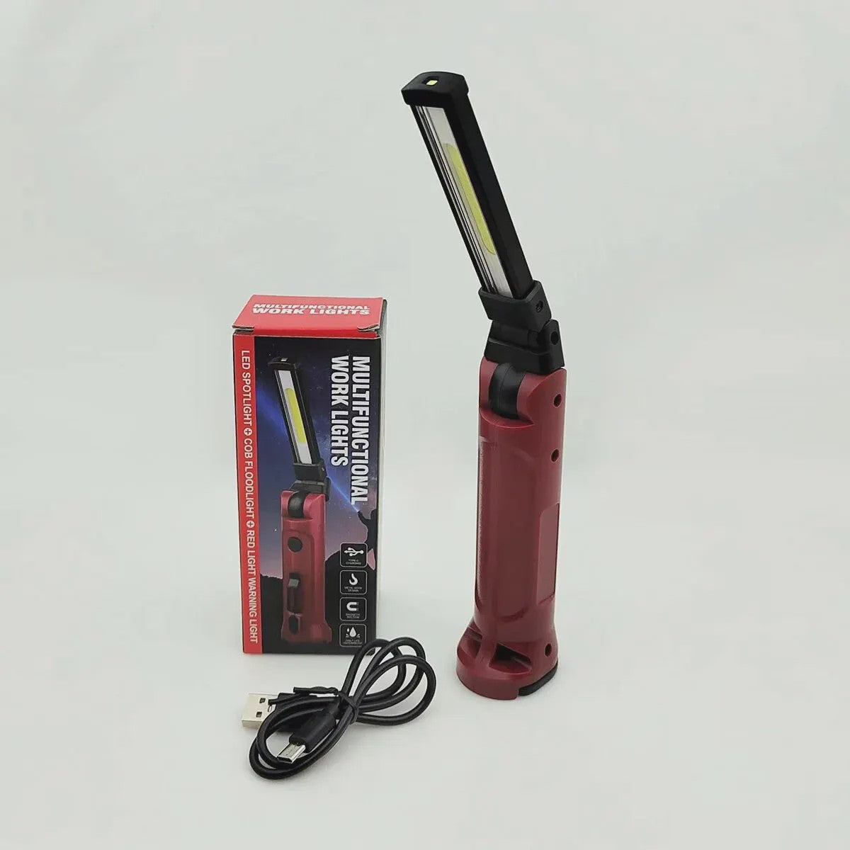 Oplaadbare COB Werklamp 180° Opvouwbaar met Magneet & Haak - USB