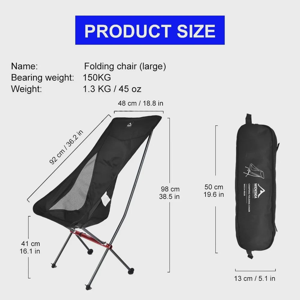 Widesea Opvouwbare Campingstoel - Lichtgewicht en Comfortabel voor Reizen, Vissen en Strand