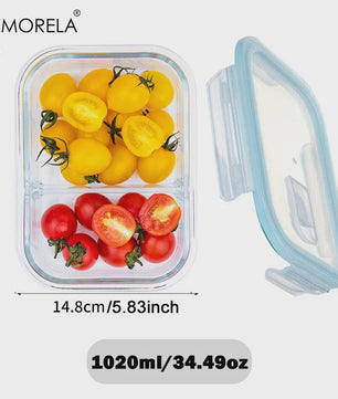 Glazen Lunchbox met 2/3 Compartimenten en Lekvrij Deksel - Herbruikbaar