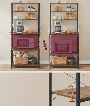 Keukenrek met 6 etages, ingebouwde stopcontacten en USB-poorten - 60x40x169 cm