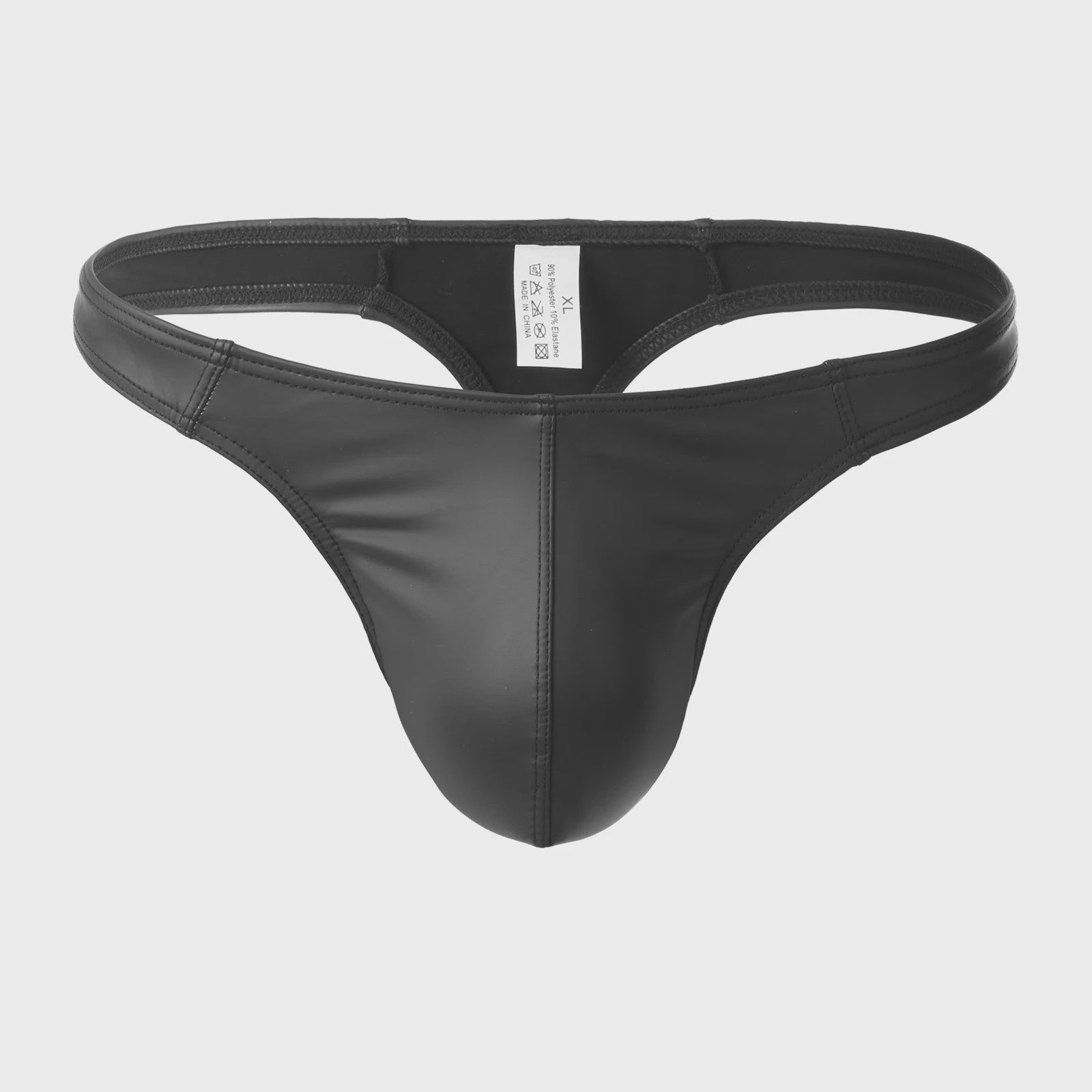 Heren Faux Leather Zwembroek Thong - Sexy Low Rise Bikini G-String