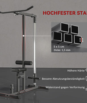 Homcom Krachtstation met Katrol en Verstelbare Zitting - Home Gym Fitness Apparaat
