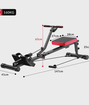 Home Roeitrainer Hydraulisch - 12 Weerstandsniveaus, 180kg Capaciteit, Full Body Workout