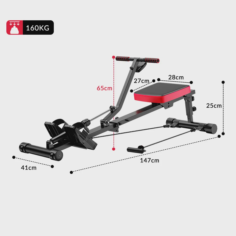 Home Roeitrainer Hydraulisch - 12 Weerstandsniveaus, 180kg Capaciteit, Full Body Workout