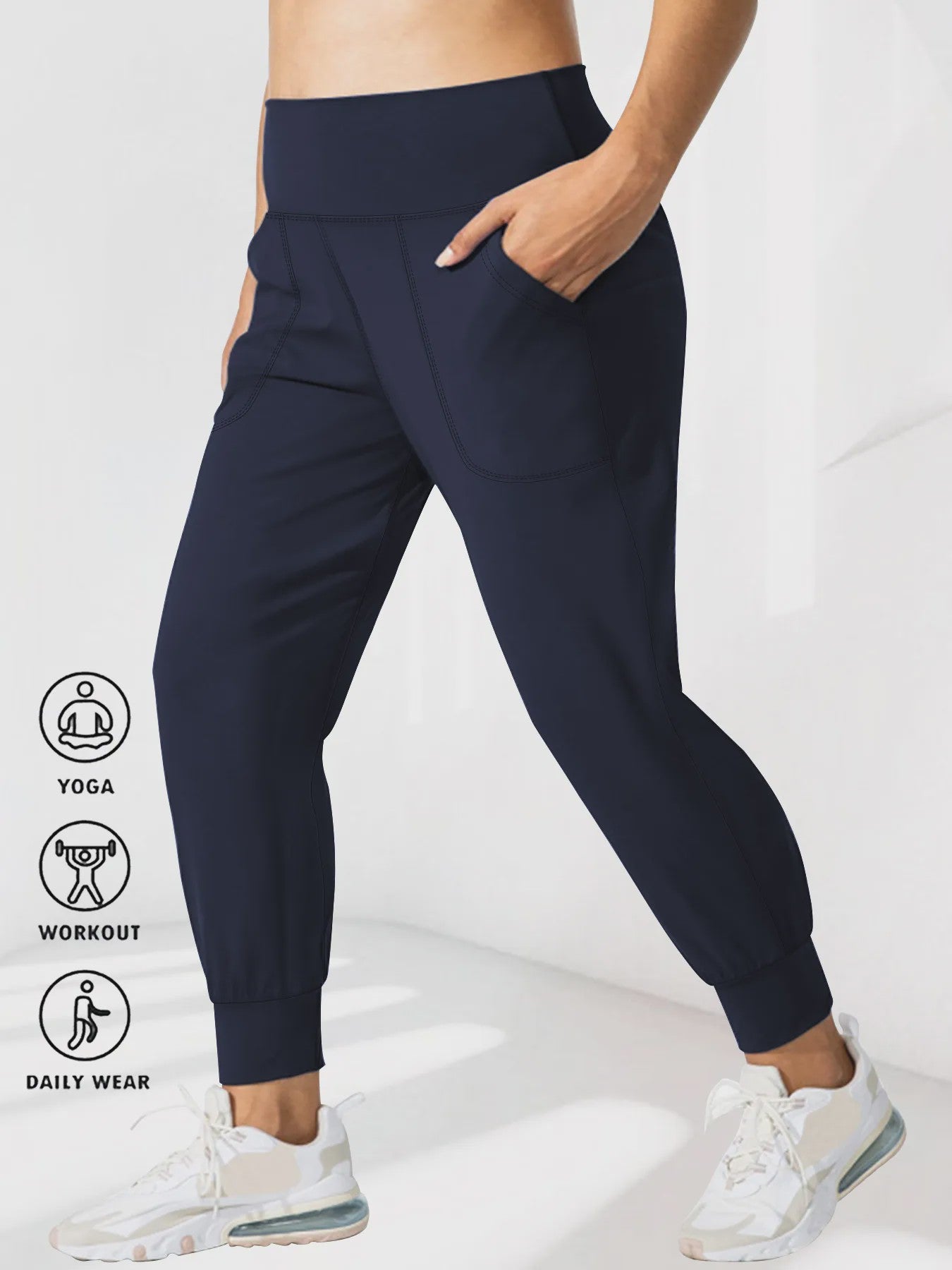 Dames Joggingbroek Plus Size - Comfortabele Loungebroek met Zijzakken en Buikcontrole