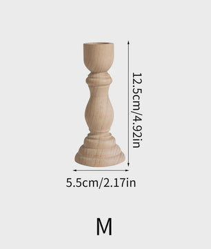 Set Houten Kandelaars - Onbehandeld Hout voor Tafeldecoratie, Bruiloft & Feest