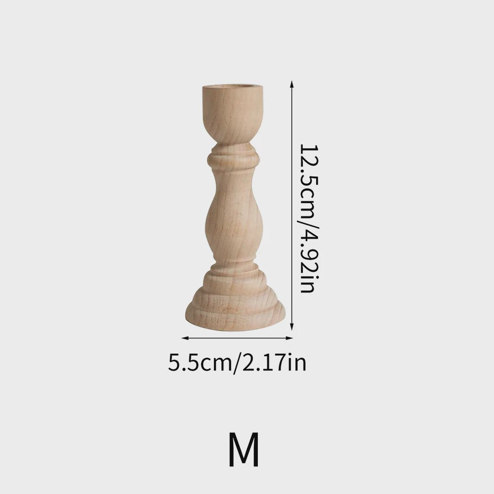 Set Houten Kandelaars - Onbehandeld Hout voor Tafeldecoratie, Bruiloft & Feest