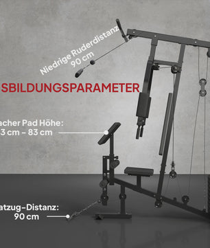 HOMCOM Krachtstation Fitness Station Multigym - Zwart
